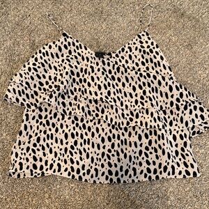 J. Crew Factory Black and Cream Patterned Tank Top